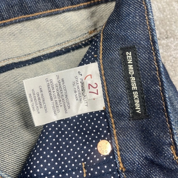 Cult Of Individuality Zen Mid Rise Skinny Blue Jean Womens Size 27 - Picture 3 of 8
